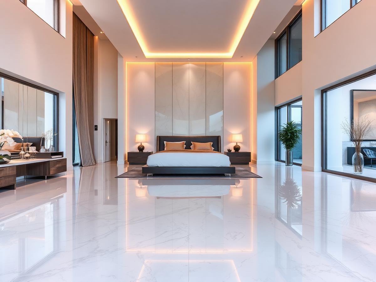 Pearl White Metallic Epoxy — Master Bedroom