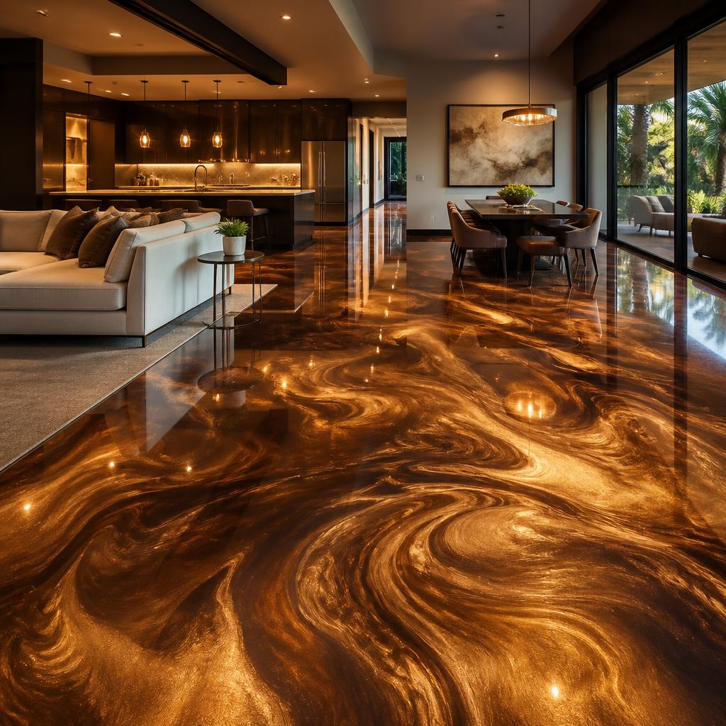 Bronze & Amber Metallic Epoxy — Villa Living Space