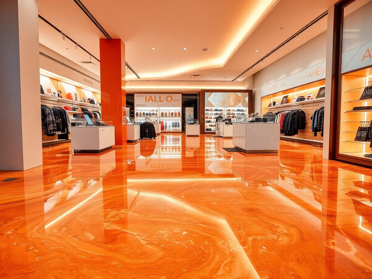Amber & Orange Metallic Epoxy — Retail Storefront