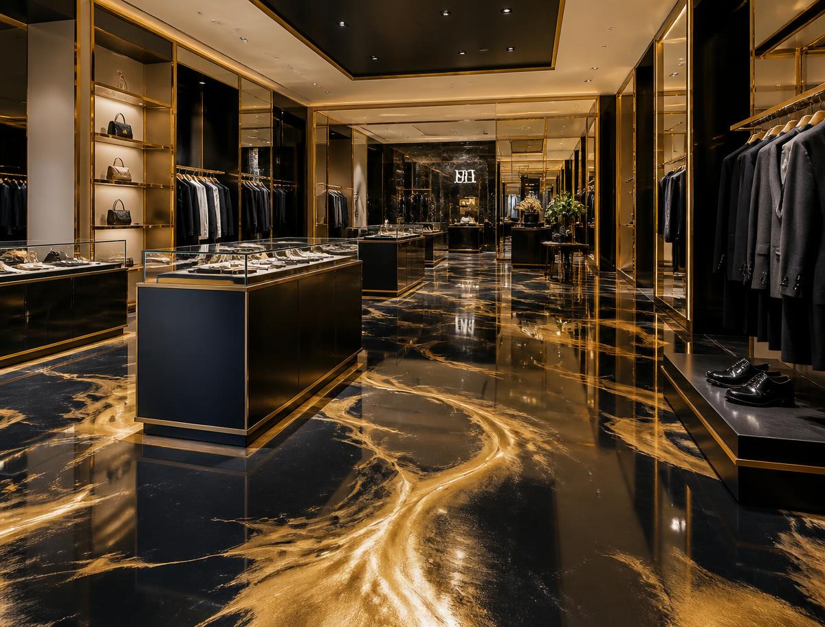 Black & Gold Metallic Epoxy — Luxury Retail